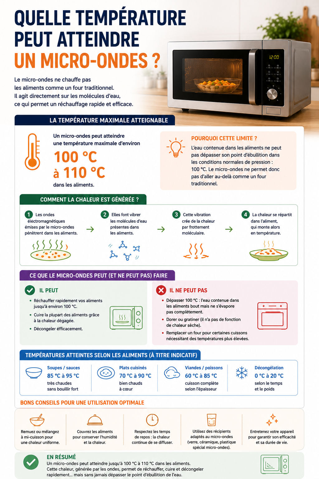 Quelle température peut atteindre un micro-ondes ?